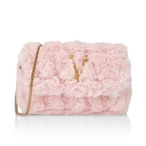 NIB Versace Faux Fur Crossbody Bag Pink